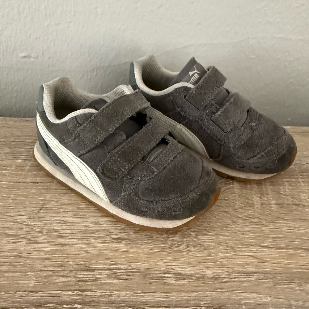 Puma Kids Charcoal Velcro Sneakers